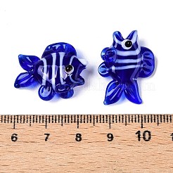 手作りランプワークビーズ連売り  魚  ミディアムブルー  18~23x23~27x8.5~10mm  穴：1.5mm  約21~25個/連  16.54~19.69インチ（42~50cm）&nbsp;LAMP-N024-35B