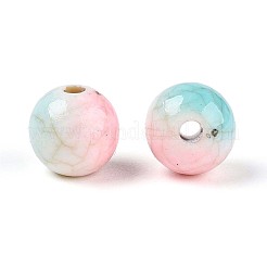 クラックオペークアクリルビーズ  模造ターコイズ  ラウンド  ツートン  ターコイズ  8mm  穴：1.8~2mm&nbsp;OACR-N152-01