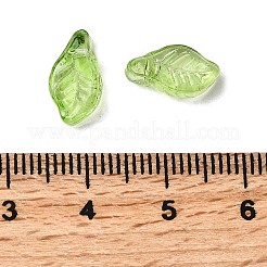 ガラスビーズ  葉  黄緑  12x6.5x5mm  穴：0.8mm&nbsp;GLAA-D303-08K
