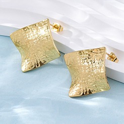 女性用304ステンレススチールスタッドピアス  イオンプレーティング（ip）  菱形  18KGP本金メッキ  30.5x31mm&nbsp;EJEW-L296-024G