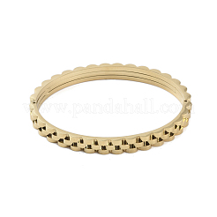 イオンプレーティング(IP) 304 ステンレススチール ヒンジ付きバングル  ゴールドカラー  内径：2-3/8x2インチ（5.95x5cm）&nbsp;BJEW-P317-03G