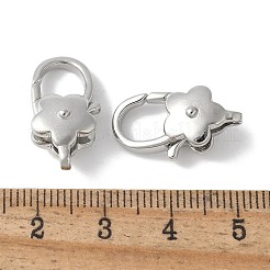 真鍮カニカン  ラックめっき  長持ちメッキ  鉛フリー＆カドミウムフリー  花  プラチナ  20.5x11x7.5mm  穴：1.4mm&nbsp;KK-F893-03P