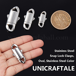 3個、3種類のスタイルの304ステンレススチール製スナップロック留め具  オーバル  ステンレス鋼色  23~33.5x11~18x4.5~7mm  穴：3~5x4~5mm  1個/スタイル&nbsp;STAS-UN0053-39