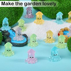 50 個 5 色の蓄光樹脂かわいい小さなイカの装飾品  暗闇で光る  マイクロ風景の装飾  ミックスカラー  20x19x17.5mm  10個/カラー&nbsp;RESI-SZ0003-44