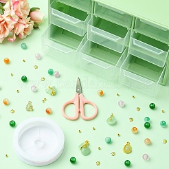 DIY ランプワーク ビーズ ブレスレット 作成キット  アクリル収納ボックス付き  はさみ  伸縮性のある糸  ミックスカラー  3mm  穴：1.5mm&nbsp;DIY-FZC0001-01B