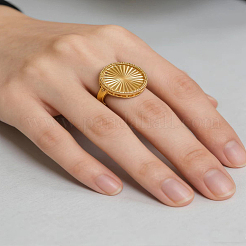 女性用、質感のある真鍮製オープンリングカフ  ラウンド  ゴールドカラー  11mm  内径: 16mm~18mm&nbsp;ZP2124