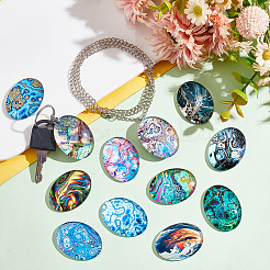 ガラスカボション  オーバル  ミックスカラー  40x30x7.5mm  10個/袋  2袋&nbsp;GLAA-NB0001-68B