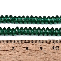 透明ガラスビーズ連売り  ロンデル  シーグリーン  6x3mm  穴：0.9~1mm  約121~130個/連  14.57~15.35インチ（37~39cm）&nbsp;GLAA-Q113-02A-A09