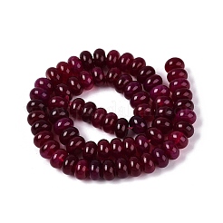 天然石瑪瑙ビーズ連売り  滑らかなロンデル  染め  赤ミディアム紫  10~10.5x5.5~6mm  穴：0.7~1.2mm  約61~69個/連  14.37~15.55インチ（36.5~39.5cm）&nbsp;G-Q613-01E-10
