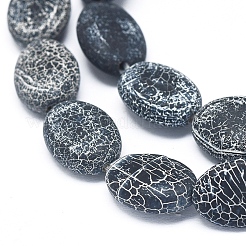 天然石風化瑪瑙ビーズ連売り  染め＆加熱  オーバル  14x10~11x5~5.5mm  穴：0.5mm  28個/連  14.96インチ（38 cm）&nbsp;G-D0005-44-02