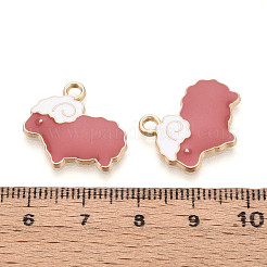 合金エナメルチャーム  ライトゴールド  羊  ピンク  19x20x2.5mm  穴：2mm&nbsp;LS-FIND-N048-024B