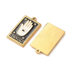 タロット占い 304ステンレススチール エナメルペンダント  イオンプレーティング（ip）  手とナザールボンジュウのお守りが描かれた長方形  18KGP本金メッキ  23.5x14.5x1.5mm  穴：1.4mm&nbsp;SA-CBAD609-01G