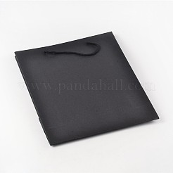 長方形のクラフト紙袋  ギフトバッグ  ショッピングバッグ  ナイロンコードハンドル付き  ブラック  20x15x6cm&nbsp;AJEW-L049A-01