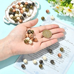 20個の木製ペンダント  ラウンドチャーム  304ステンレススチール製金具付き  ブラック  13.6mm  穴：2mm&nbsp;PALLOY-YW00200-01