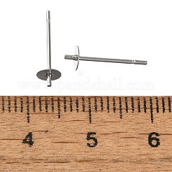 変色防止 304 ステンレススチール スタッドピアス金具  片穴パーツ用  ステンレス鋼色  14x4mm  ピン：12x0.8mm&nbsp;STAS-P370-01B-P