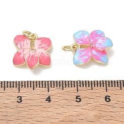 真鍮製エナメルペンダント  花のチャーム  ゴールドカラー  ミックスカラー  15x13.5x2.5mm  穴：3.5mm&nbsp;KK-CBA3AFC-01G