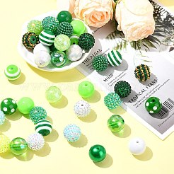 50個の不透明なアクリルビーズ  ラウンド  グリーン  19~20x18~19mm  穴：1.8~3mm  50個/セット&nbsp;MACR-CJ0001-98
