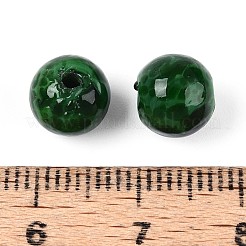 手作りランプワークビーズ  ラウンド  濃い緑  8~8.5mm  穴：1.2mm  約60個/連&nbsp;LAMP-T024-10B-01