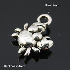 合金チャーム  カドミウムフリー＆ニッケルフリー＆鉛フリー  カニ  アンティークシルバー  12x11x4mm  穴：2mm&nbsp;LS-PALLOY-ZN49542-AS-FF