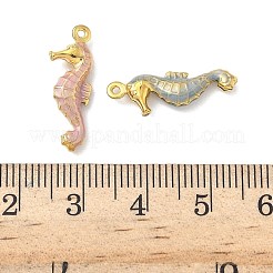 304ステンレススチールエナメルペンダント  タツノオトシゴのチャーム  18KGP本金メッキ  ミックスカラー  21x7.5x3.5mm  穴：1mm&nbsp;STAS-G362-07G