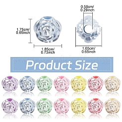100個の模造真珠アクリルビーズ  ローズ  ミックスカラー  18.5x17.5x16.5mm  穴：5.8mm&nbsp;OACR-YW0003-16