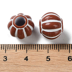 スプレープリントの不透明アクリルヨーロピアンビーズ  大穴ビーズ  カボチャ  サドルブラウン  12x10.5mm  穴：5mm  約500個/500g&nbsp;SACR-P031-03B-01