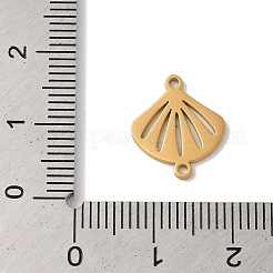 304ステンレススチールコネクタチャーム  レーザー切断  シェル形状リンク  18KGP本金メッキ  14x12x1mm  穴：1mm&nbsp;STAS-U010-03G