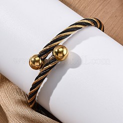 女性用304ステンレススチールトルクバングル  イオンプレーティング（ip）  ミックスカラー  5/8インチ（1.65cm）  内径：2-3/8x2-1/4インチ（5.9x5.8cm）&nbsp;BJEW-P310-19MC