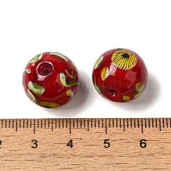 手作りランプワークビーズ  ラウンド  暗赤色  15.5~16mm  穴：1.6~2.3mm&nbsp;LAMP-C016-04E-16