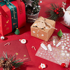 10シート10スタイルクリスマスペット用粘着式お祝いステッカー  DIY スクラップブッキング用ホットスタンピング防水エンボス加工デカール  カード作り  クリスマスをテーマにした長方形  ミックスカラー  4~14x4~14mm  1枚/スタイル&nbsp;STIC-OC0001-15