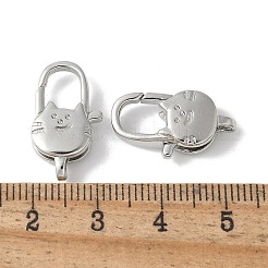 真鍮カニカン  ラックめっき  長持ちメッキ  鉛フリー＆カドミウムフリー  猫の形  20x11x5mm  穴：1.2mm&nbsp;KK-F893-12P-02