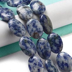 天然ブルースポットジャスパービーズ連売り  フラットオーバル  18~18.5x13~13.5x6~6.5mm  穴：1.2mm  約11個/連  7.76インチ（19.7cm）&nbsp;G-P528-M26-01