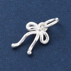 丸カン付きスターリングシルバーの蝶結びチャーム925個  銀  12.5x8.5x2mm  穴：3.5mm&nbsp;STER-M021-01S-02