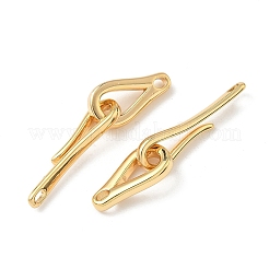 真鍮製S字クラスプ  ニッケルフリー  18KGP本金メッキ  36.5mm  穴：2x1.5mm&nbsp;KK-Z136-41C-G