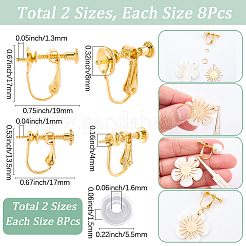 真鍮クリップオンイヤリング金具16個、2スタイル  シリコンパッド付き  18KGP本金メッキ  13.5~17x17~19mm  ピン：1~1.3mm  8個/スタイル&nbsp;KK-SC0006-64