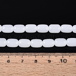 ジェイド風ガラスビーズ連売り  バレル  ホワイト  9x6mm  穴：0.7~1mm  約42~44個/連  14.57~15.75''（37~40センチメートル）&nbsp;GLAA-T028-14J-A01