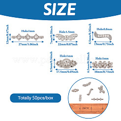 合金クリスタルラインストーンスペーサーバー  混合図形  プラチナ  6.5~27x6~22x4~5.6mm  穴：0.8~1.5mm  50個/箱&nbsp;ALRI-KS0001-01P