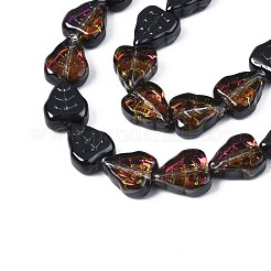 電気メッキガラスビーズセット  半分メッキ  葉  黒メッキ  10x8x4mm  穴：0.9mm  約58~66個/連  21.65インチ〜24.80インチ（55~63cm）&nbsp;X-EGLA-S188-16-C01