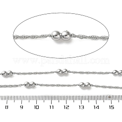 ビーズ付き304ステンレススチールチェーン  ハンダ付け  スプールで  二重丸  ステンレス鋼色  8x4mm&nbsp;CHS-F020-11P