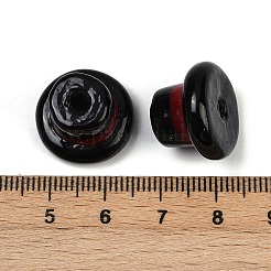 手作りランプワークビーズ  帽子  ブラック  17.5x12.5mm  穴：3mm&nbsp;LAMP-B028-04