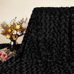 ポリエステルプラッシュ生地1枚  おもちゃの衣類アクセサリー用  ブラック  1000x1500~1600x3mm&nbsp;AJEW-BC0009-99A