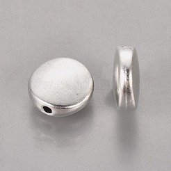 チベット風合金ビーズ  カドミウムフリー＆鉛フリー  フラットラウンド  アンティークシルバー  9x4mm  穴：1mm&nbsp;LF10214Y
