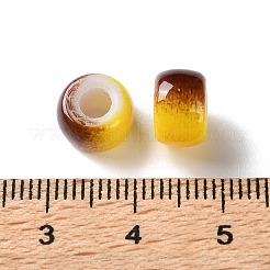スプレー塗装されたABSプラスチック製のヨーロッパのビーズ  大穴ビーズ  ラウンド  ツートン  きいろ  9x6mm  穴：4mm  約1600個/500g&nbsp;KY-G033-02A-12