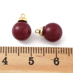 真鍮製ガラスチャーム  ラウンド  本物の18K金メッキビーズキャップベイル付き  レッド  11x8mm  穴：1mm&nbsp;KK-K371-36B-G