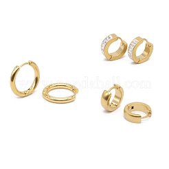 女性用ステンレススチール厚手フープピアス 3ペア 3スタイル  ゴールドカラー  2.5~4mm  1ペア/スタイル&nbsp;AJEW-PW0005-32G