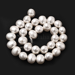 シェルパールビーズ連売り  ポテト  ホワイト  12.5~13x15~15.5x12~12.5mm  穴：0.9mm  約31個/連  15.71インチ（39.9cm）&nbsp;BSHE-F013-01R