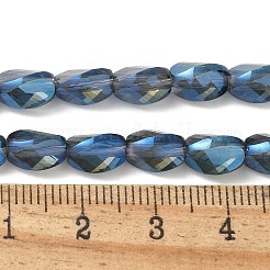電気メッキガラスビーズセット  フル虹メッキ  多面カット  ツイスト  ダークブルー  8~8.5x5.5~6x5.5mm  穴：1mm  約49個/連  15.94インチ（40.5cm）&nbsp;EGLA-L045-C-FR01