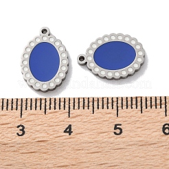 304ステンレススチールエナメルチャーム  オーバルチャーム  藤紫色  14.5x10x1.5mm  穴：1mm&nbsp;STAS-M102-28P