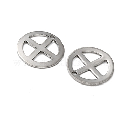 ステンレスペンダント201個  クロスチャームフラットラウンド  ステンレス鋼色  13x0.5mm  穴：1.2mm&nbsp;STAS-I330-052P