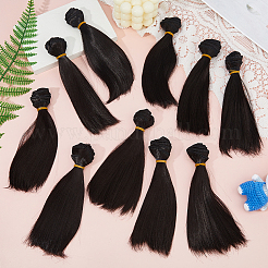 10個のプラスチック製ロングストレートヘアスタイル人形用ウィッグヘア  DIYの女の子のためのbjdメイキングアクセサリー  ブラック  150x995x0.9mm&nbsp;DIY-DC0003-96B